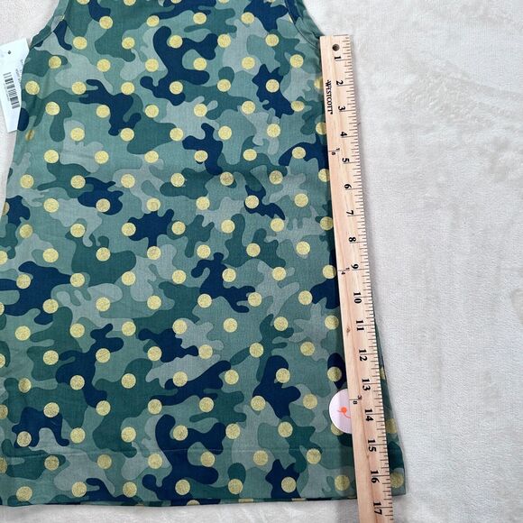 Smiling Button Tunic Dress Girls Size 5 Green Camo Gold Polka Dot New - Picture 7 of 8